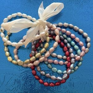 Stretchy colored faux pearl bracelets